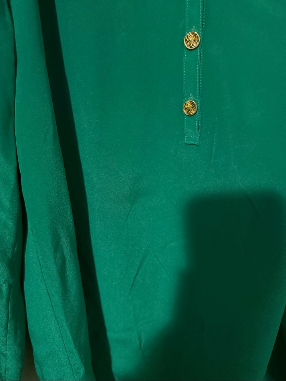 Lilly Pulitzer Emerald Green Smocked Yoke Long-Sleeve Blouse #83 - Picture 5 of 6